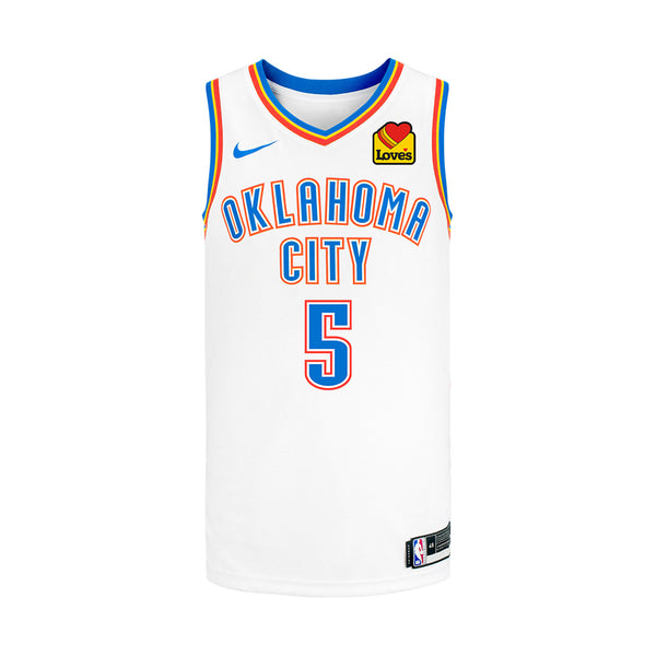 Luguentz Dort Nike Youth Association Swingman Jersey in White - Front View