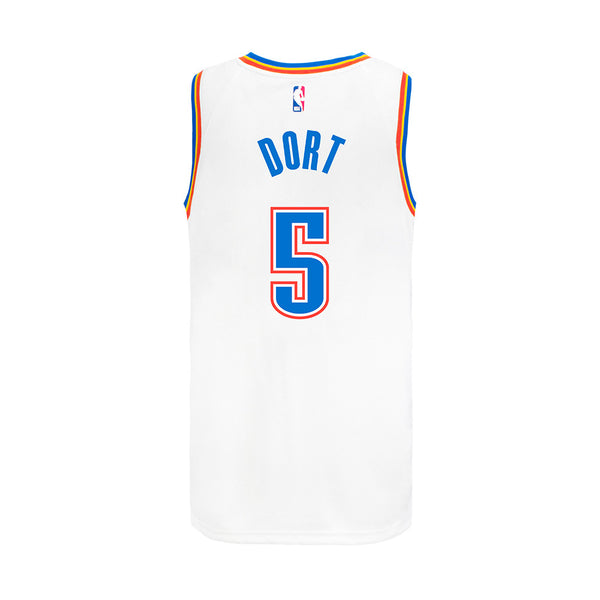 Luguentz Dort Nike Youth Association Swingman Jersey in White - Back View