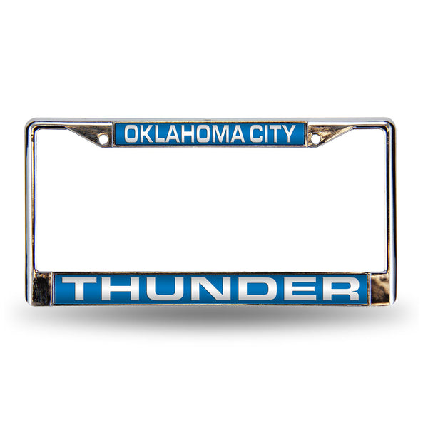 Thunder Chrome License Plate Frame In Silver & Blue