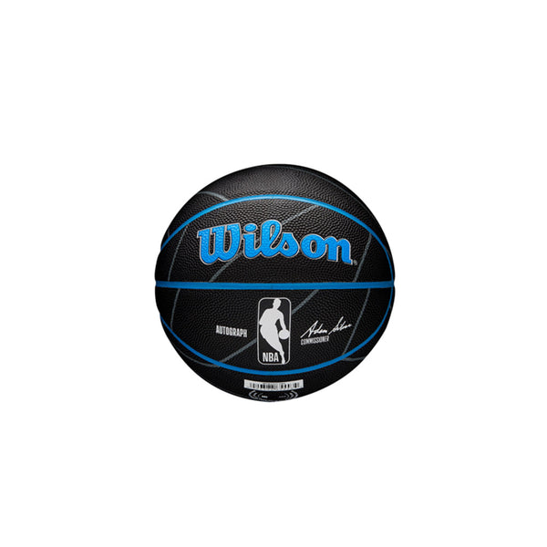 Thunder Mini Autograph Basketball in Black and White - Back View