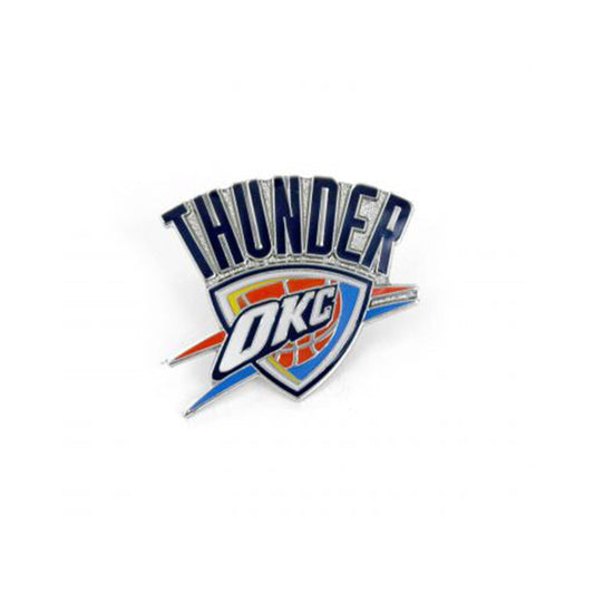 AMINCO OKC THUNDER LOGO PIN In Blue, Orange & Silver - Front View