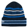NEW ERA THUNDER VINTAGE STRIPE YOUTH KNIT HAT IN BLUE & WHITE - BACK VIEW