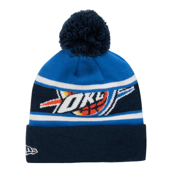 THUNDER CALLOUT YOUTH KNIT HAT IN BLUE - BACK VIEW