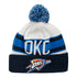 NEW ERA THUNDER RETRO CUFF YOUTH KNIT HAT IN BLUE & WHITE - FRONT VIEW
