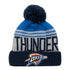 NEW ERA THUNDER TEAM PRIDE YOUTH KNIT HAT IN BLUE & WHITE - FRONT VIEW