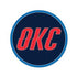 Oklahoma City Thunder Statement Lapel Pin in Blue and Orange - Front View