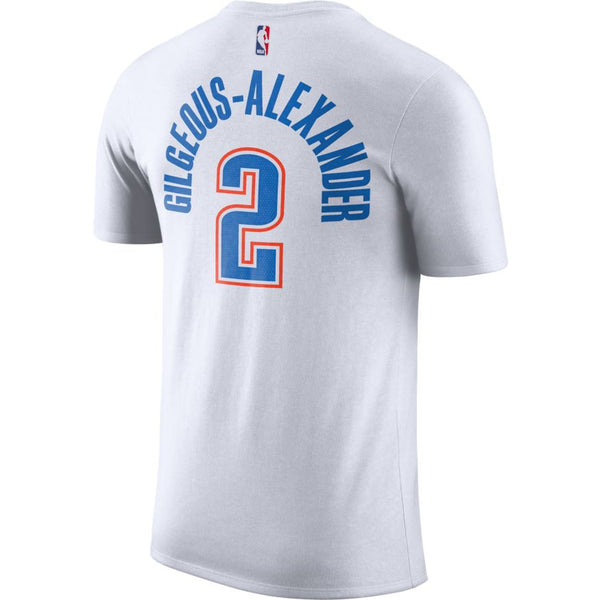 Oklahoma City Thunder Nike Association Edition Shai Gilgeous-Alexander Name and Number Tee in White - Back View