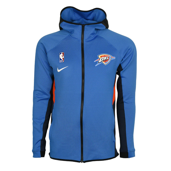 OKC Thunder Nike Thermaflex Showtime Full Zip in Blue - Front View Hood Down